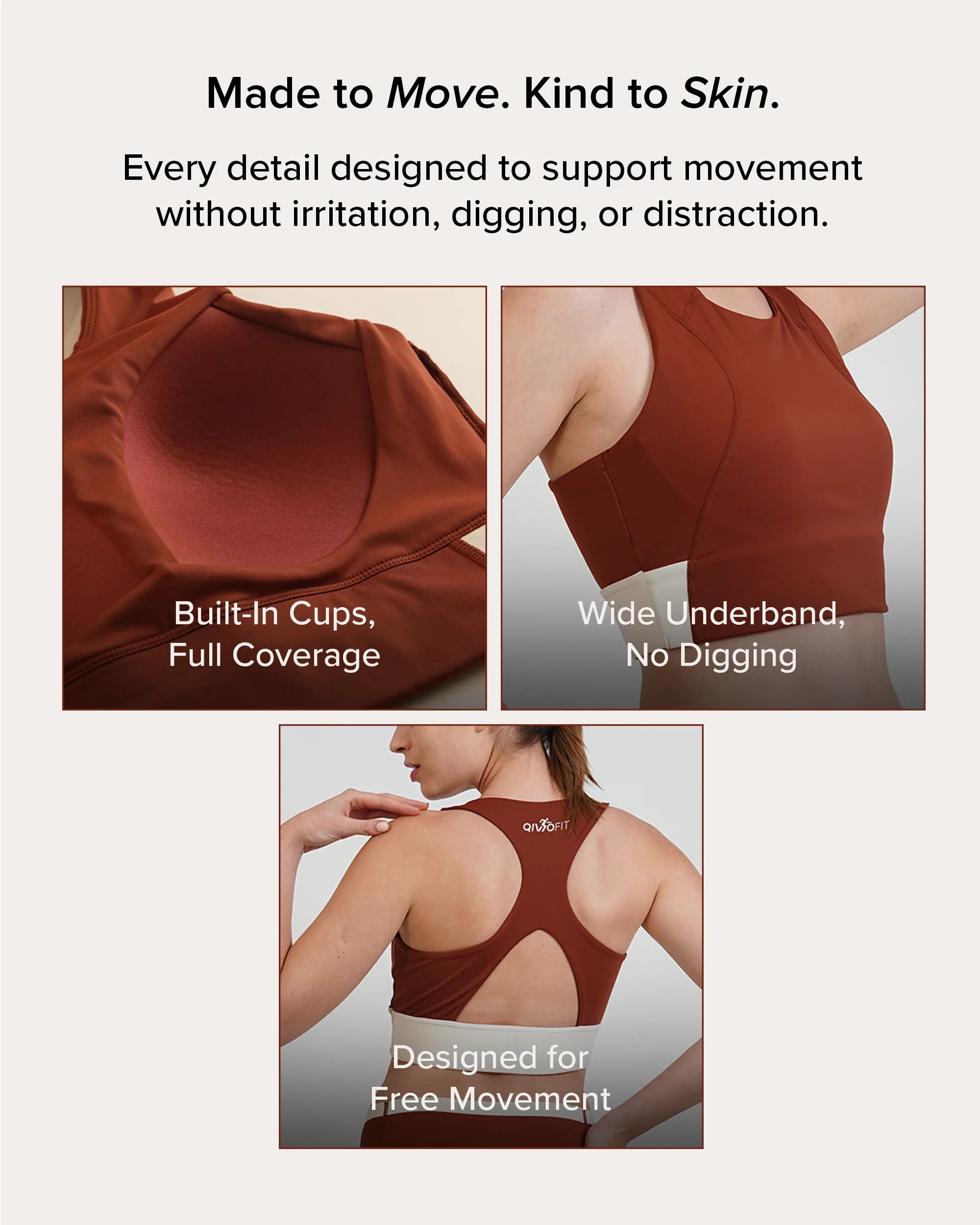 Qurve™ Full Coverage Sports Bra Brown
