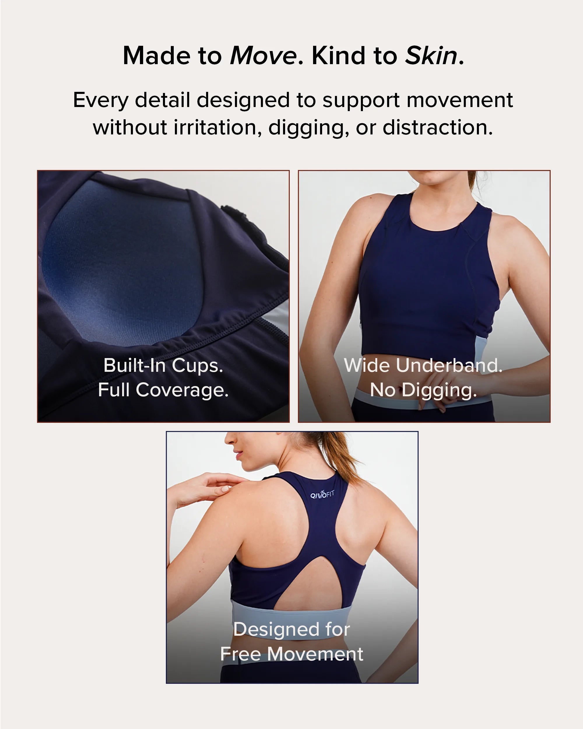 Qurve™ Full Coverage Sports Bra Navy