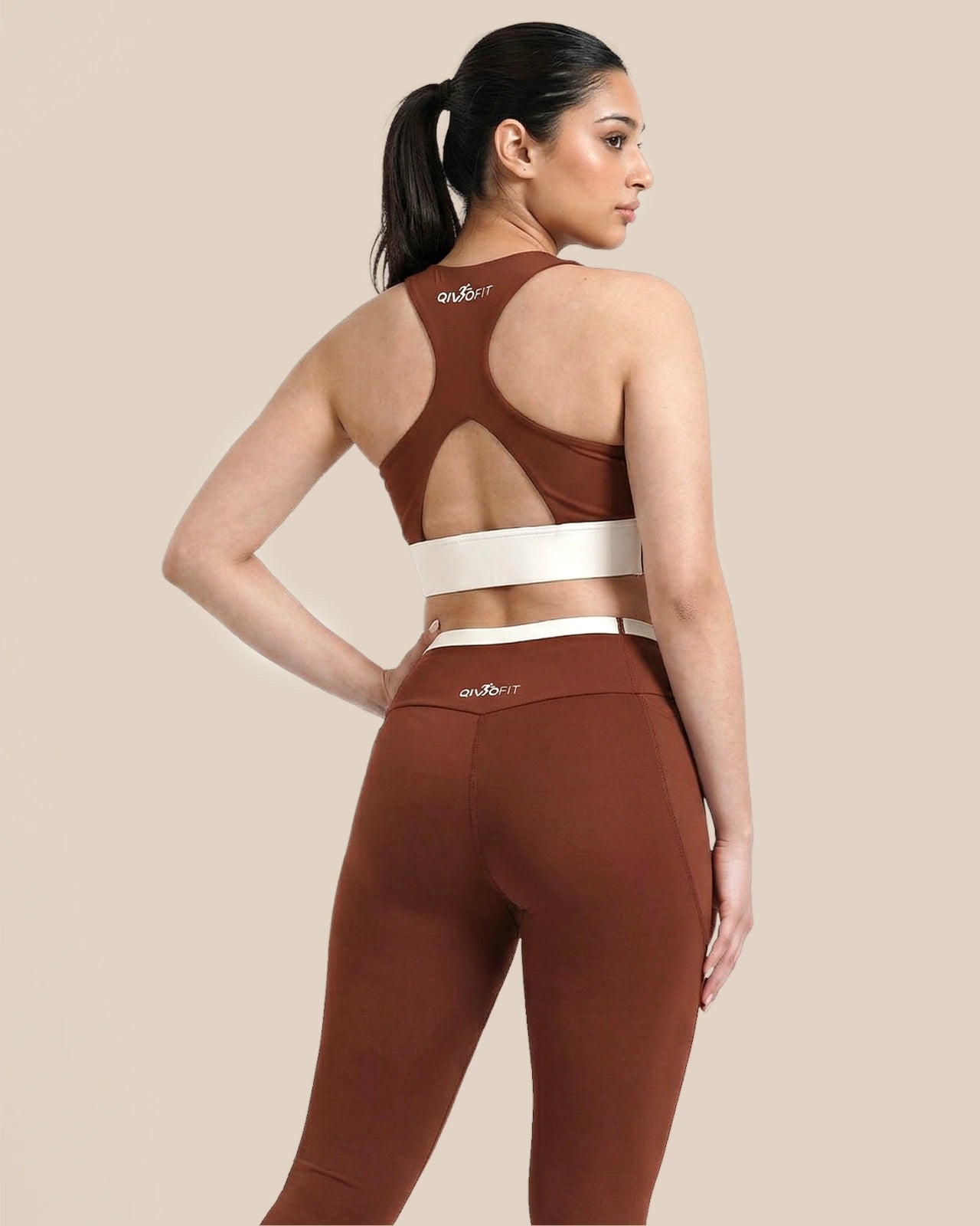 Full Coverage Sports Bra Brown