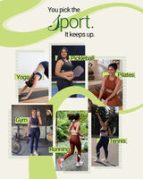 You pick the sport, it keeps up. Women in QivoFit activewear doing yoga, pilates, pickleball, tennis, gym training and running.