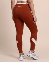Back view of Brown High-Rise Leggings, showing the fit through the hips and seat.